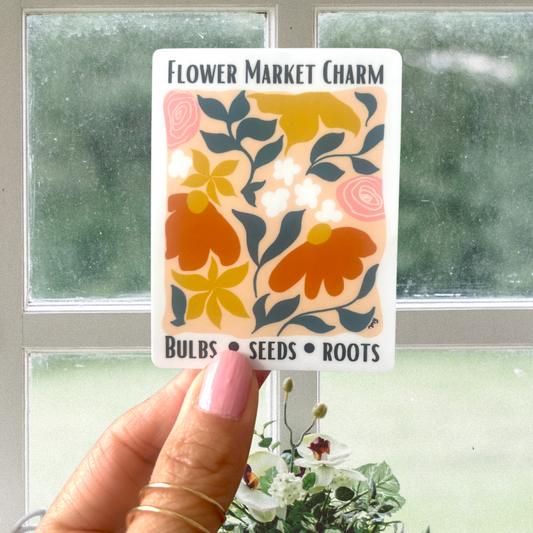 Flower Market Waterproof Sticker. 2.3"x3"