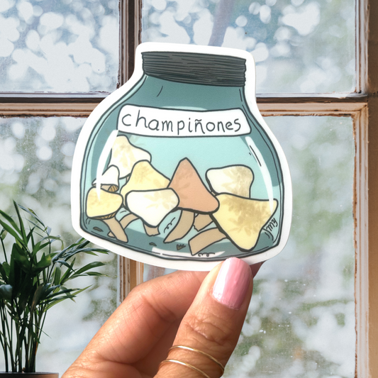 Mushroom Mason Jar Sticker Waterproof 3" x 3"