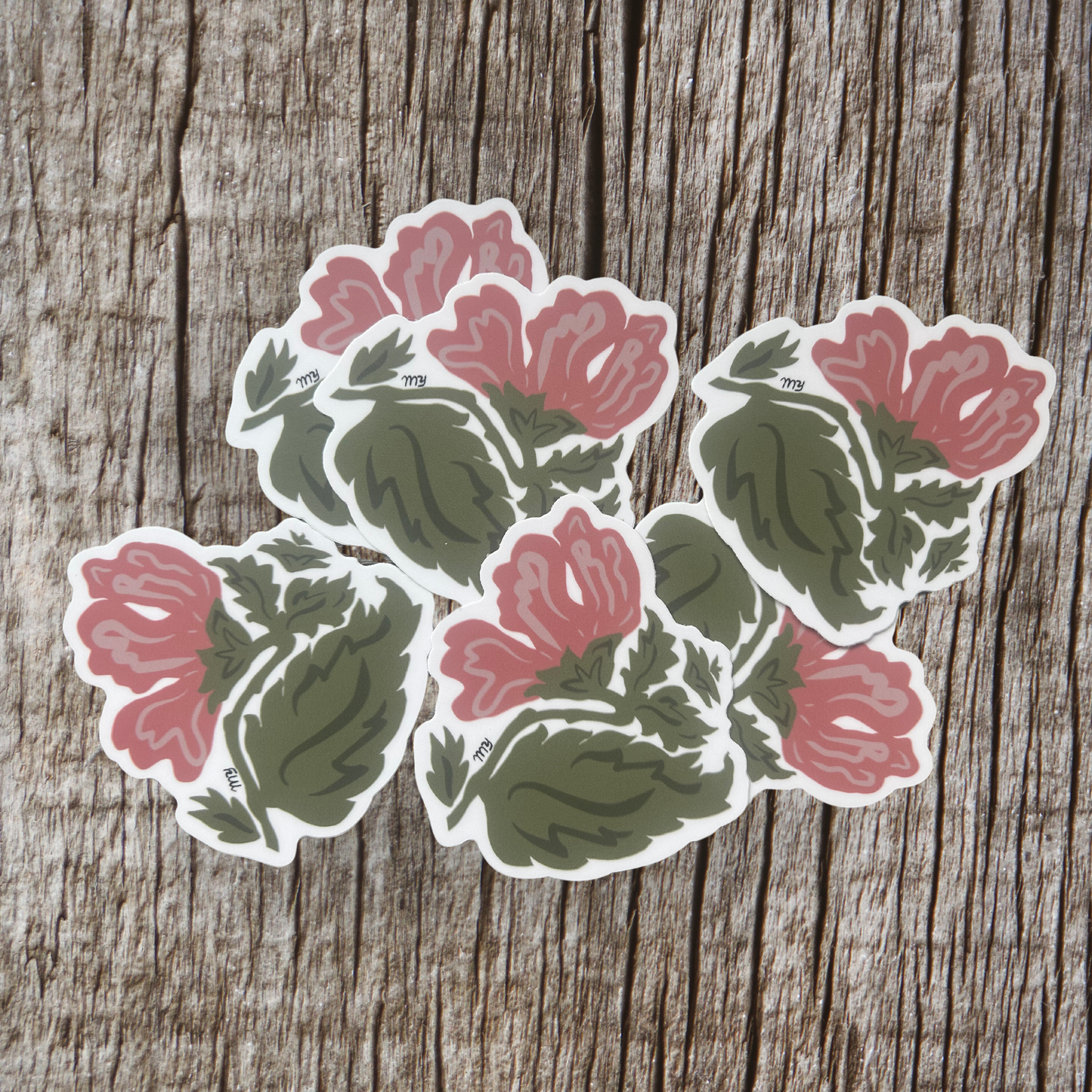 Dusty Pink Flower Waterproof Vinyl Sticker 2.8" x 3.0"