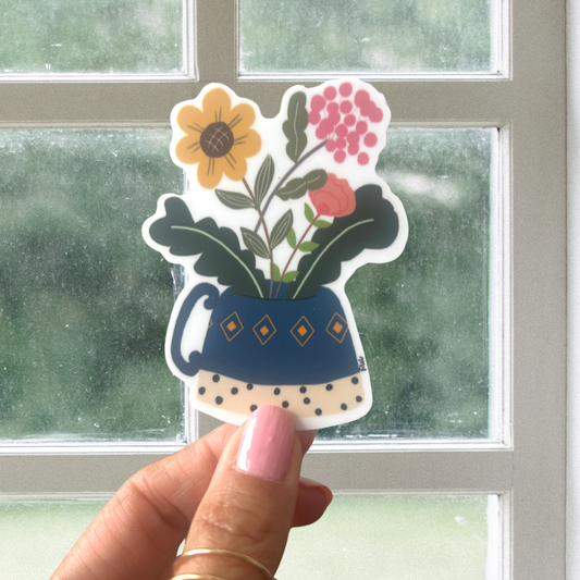 Flower Pot Vinyl Sticker 2.25 "x 3"